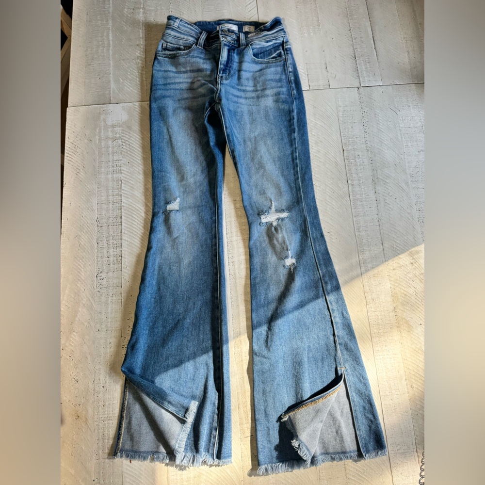 KanCan womens Light Blue Flared Jeans